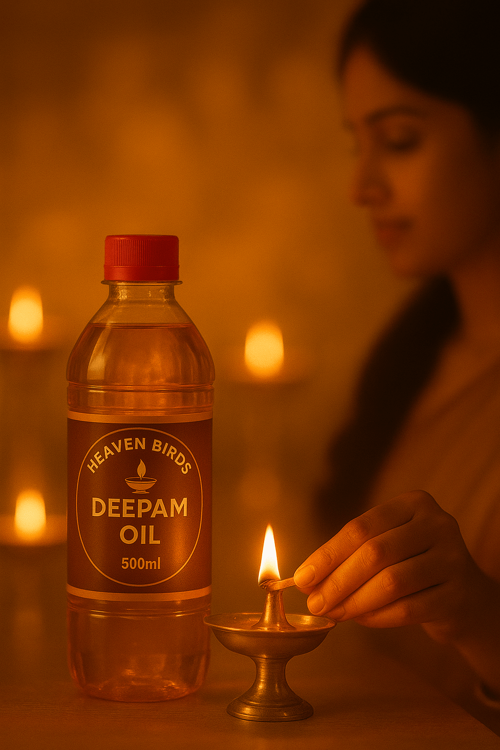 Heaven Birds Deepam Oil | Pure & Long Lasting Diya Oil for Puja 1000 ml -