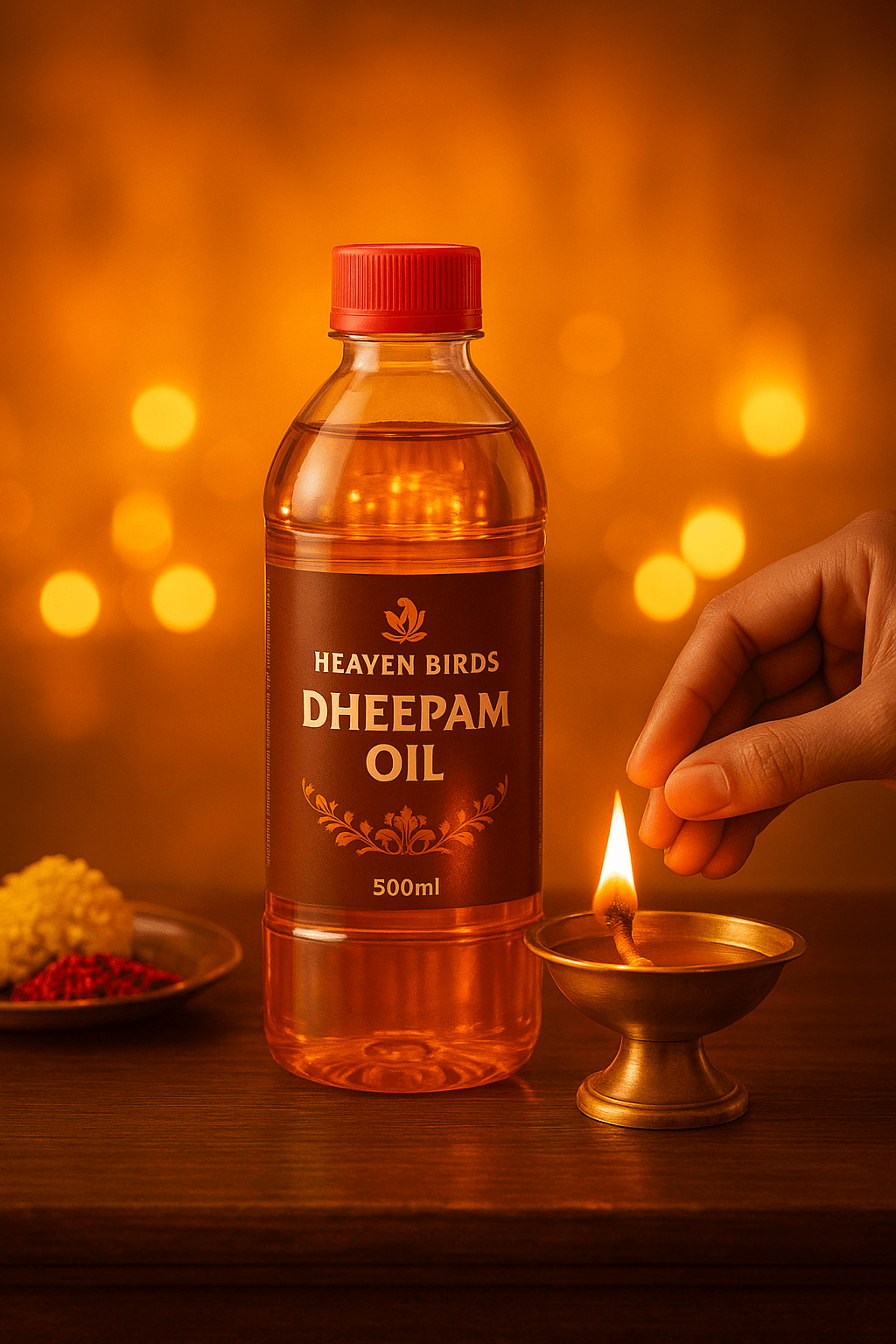 Heaven Birds Deepam Oil | Pure & Long Lasting Diya Oil for Puja 1000 ml -