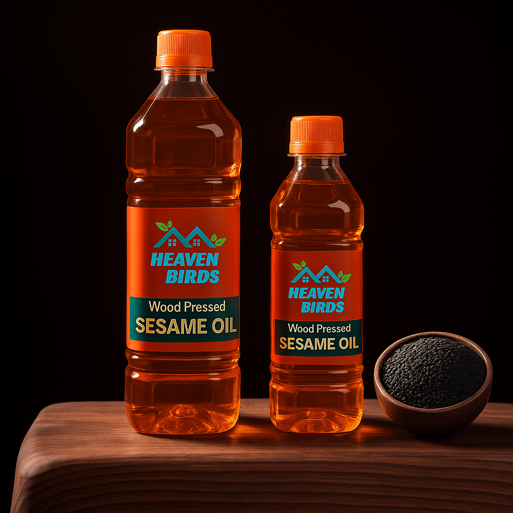 Heaven Birds Cold Pressed Sesame Oil | 100% Pure Wooden Chekku Gingelly Oil - Heaven BirdsGROCERYHeaven Birds Cold Pressed Sesame Oil | 100% Pure Wooden Chekku Gingelly OilGROCERYHeaven Birds Cold Pressed Sesame Oil | 100% Pure Wooden Chekku Gingelly Oil